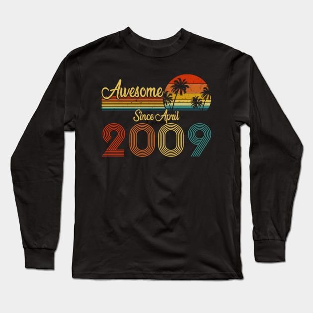 14 Years Old Awesome Since April 2009 14th Birthday Long Sleeve T-Shirt by everetto